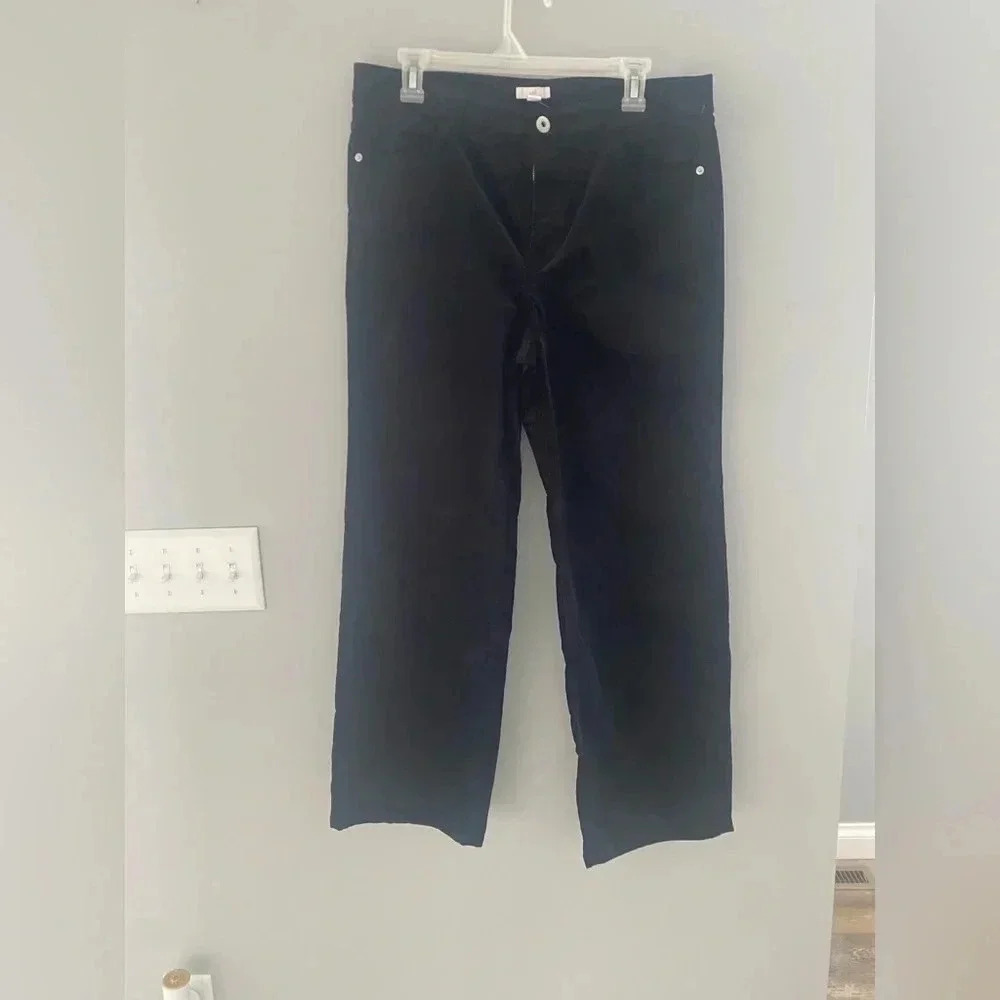 J. Jill Women’s Wide Leg Velour 5 Pocket Pants Classic Velvet 12P Black NWT New